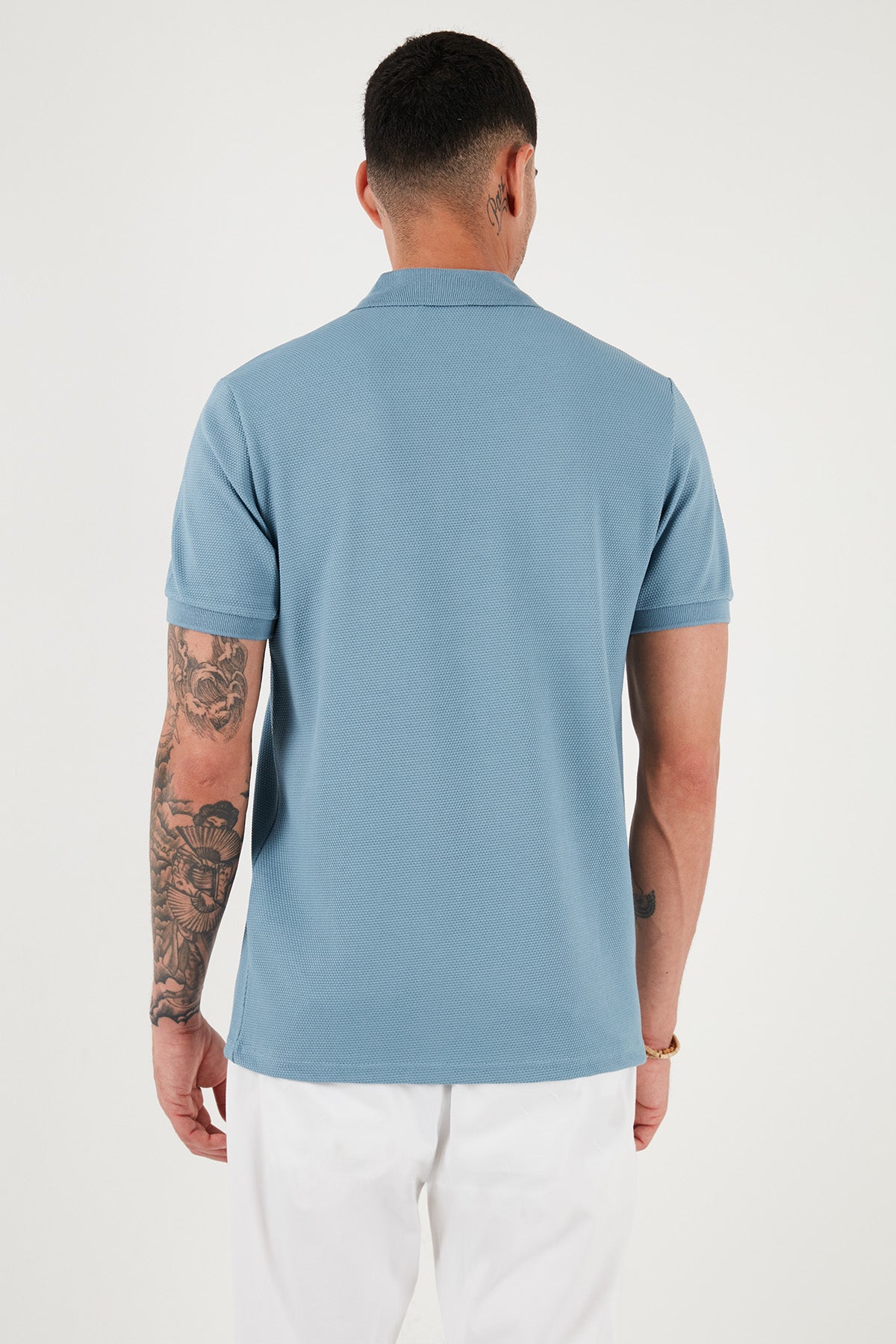 Buratti Pamuklu Regular Fit Fermuarlı Erkek Polo Yaka T Shirt 5902915 SOLUK MAVİ