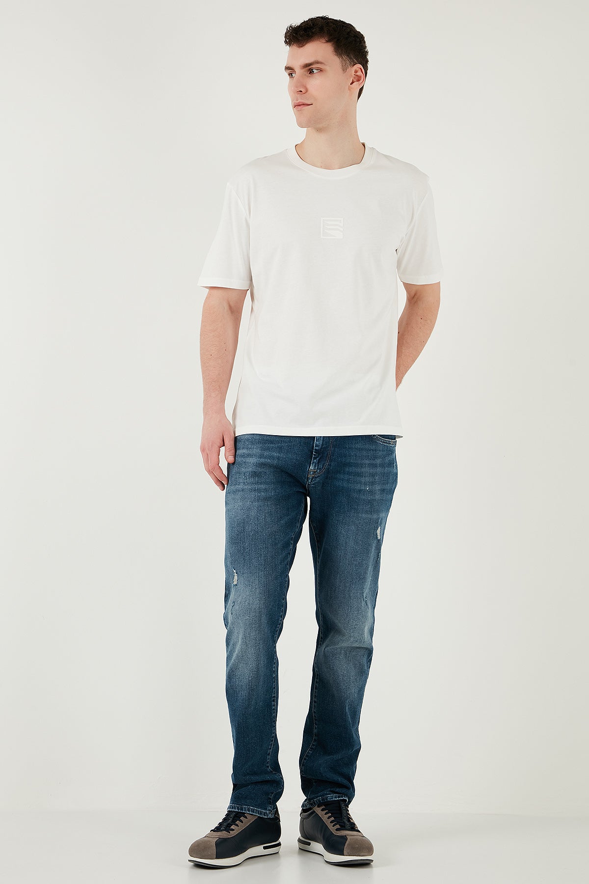 Buratti Pamuklu Regular Fit Bisiklet Yaka Erkek T Shirt 5902948 EKRU