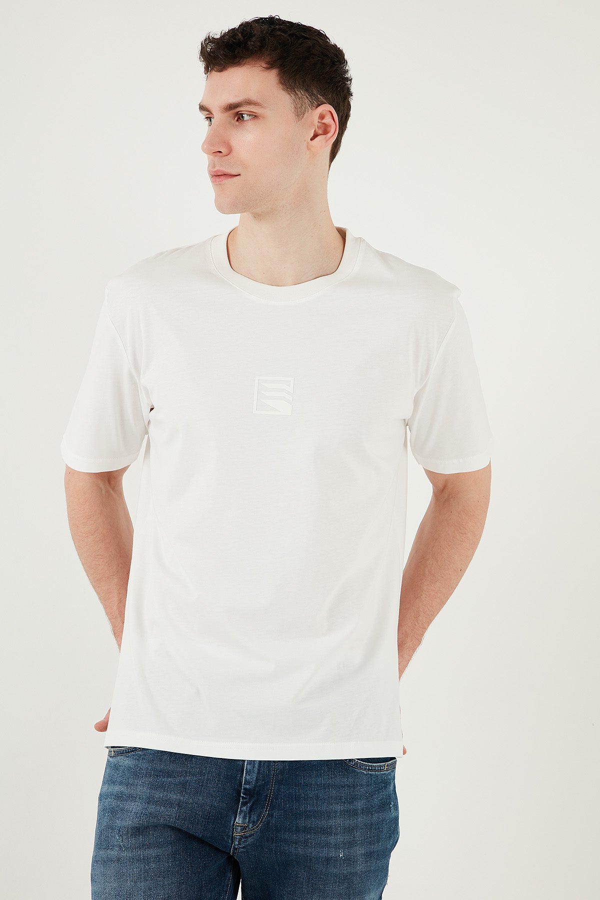 Buratti Pamuklu Regular Fit Bisiklet Yaka Erkek T Shirt 5902948 EKRU