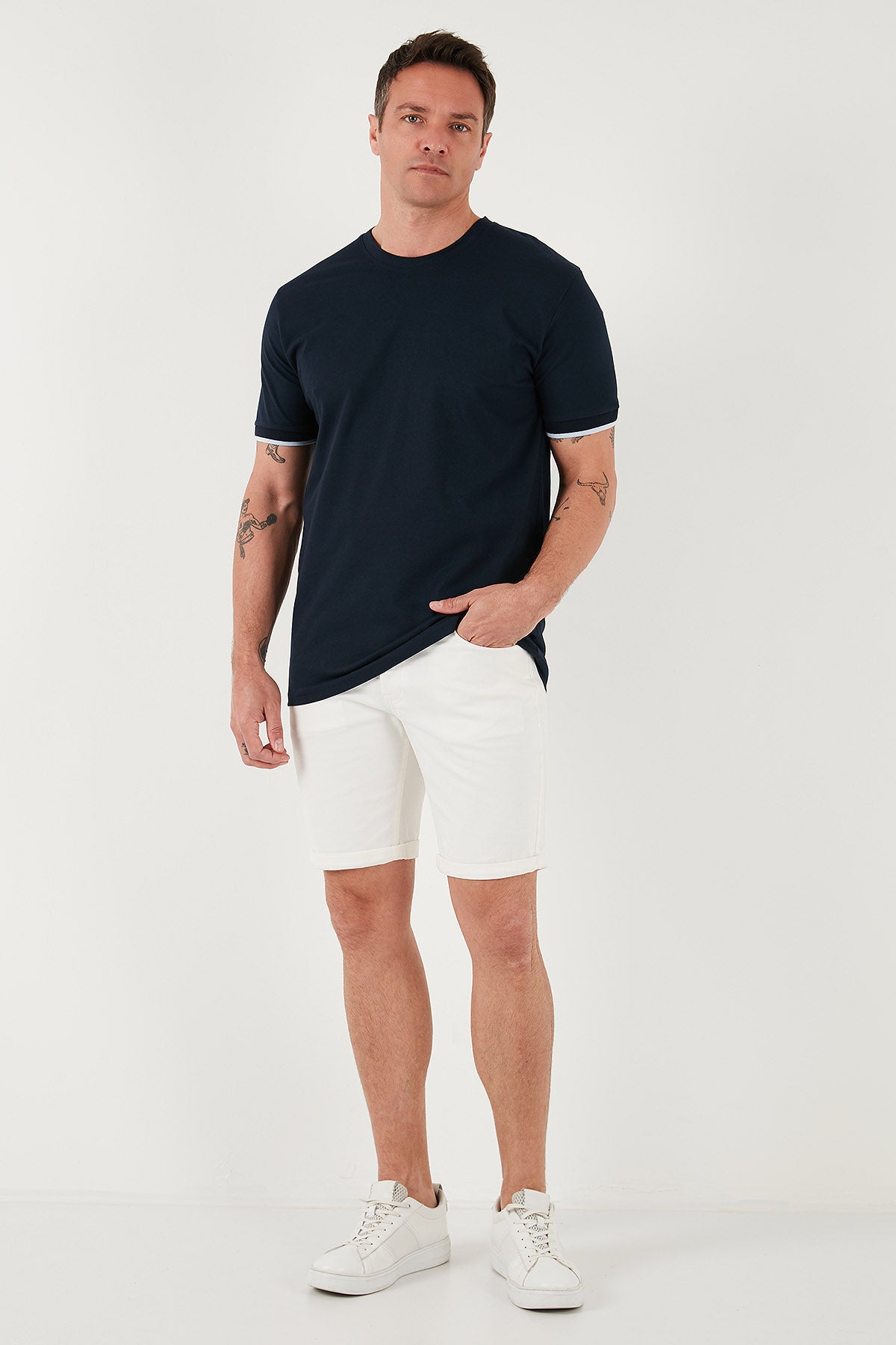 Buratti Streç Pamuklu Regular Fit Bisiklet Yaka Erkek T Shirt 5902981 İNDİGO