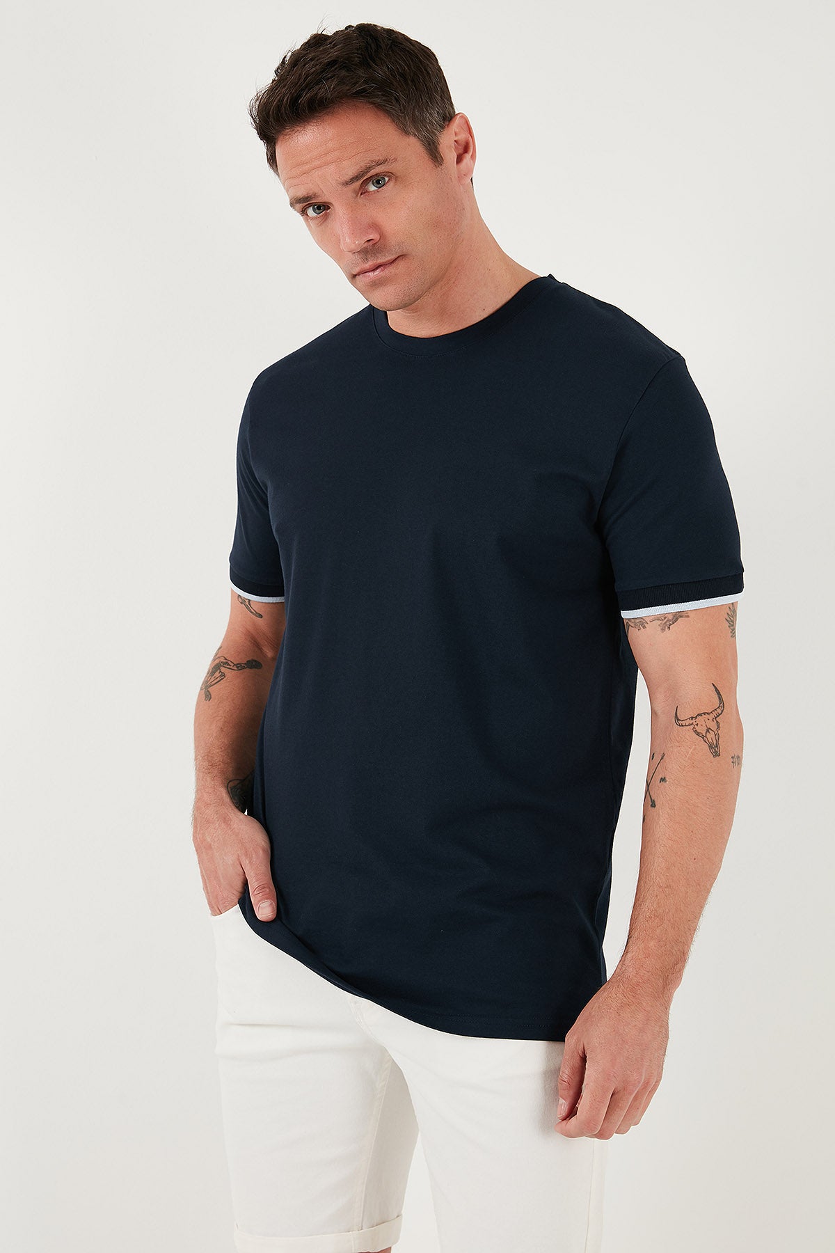 Buratti Streç Pamuklu Regular Fit Bisiklet Yaka Erkek T Shirt 5902981 İNDİGO