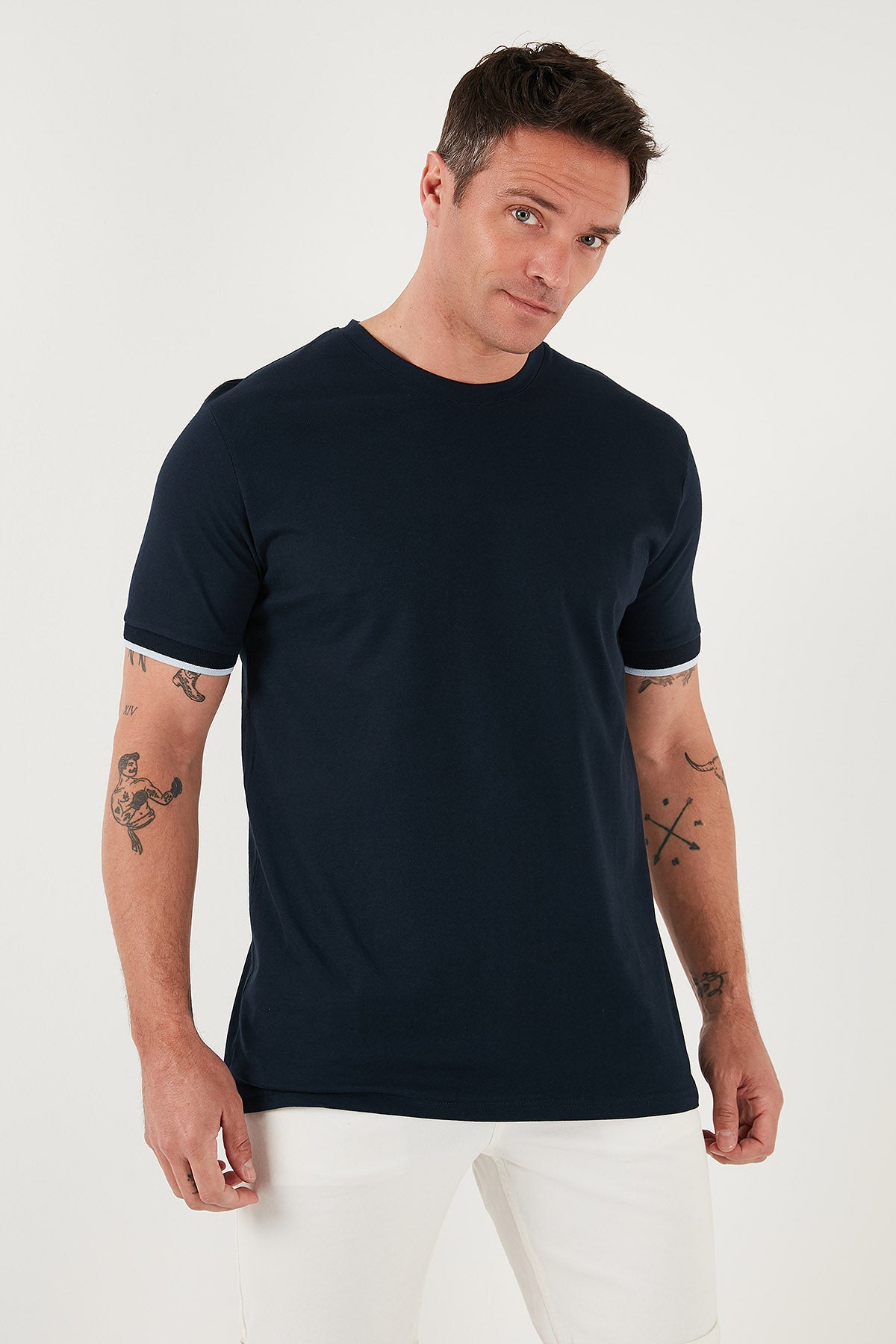 Buratti Streç Pamuklu Regular Fit Bisiklet Yaka Erkek T Shirt 5902981 İNDİGO