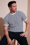 Buratti Pamuklu Çizgili Regular Fit Bisiklet Yaka Erkek T Shirt 5903005 İNDİGO