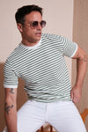Buratti Pamuklu Çizgili Regular Fit Bisiklet Yaka Erkek T Shirt 5903005 ELMA YEŞİLİ