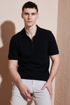 Buratti Pamuklu Regular Fit Yarım Fermuarlı Polo Yaka T Shirt Erkek Polo Yak T Shirt 5903008 SİYAH