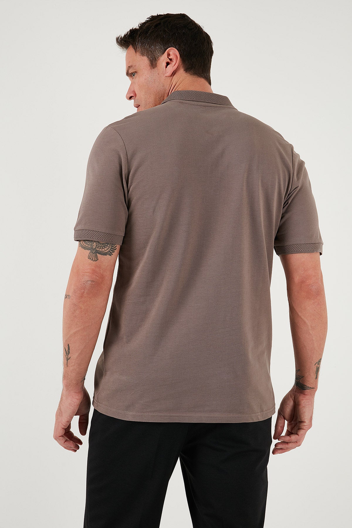 Buratti Pamuklu Regular Fit Yarım Fermuarlı Erkek Polo Yaka T Shirt 5903008 TOPRAK
