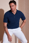 Buratti Pamuklu Regular Fit Yarım Fermuarlı Erkek Polo Yaka T Shirt 5903008 İNDİGO