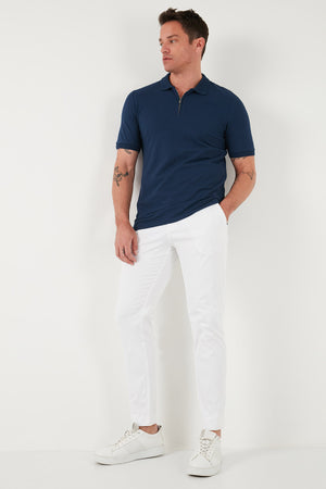 Buratti Pamuklu Regular Fit Yarım Fermuarlı Erkek Polo Yaka T Shirt 5903008 İNDİGO