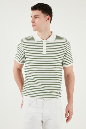 Buratti Pamuklu Regular Fit Çizgili Erkek Polo Yaka T Shirt 5903009 ELMA YEŞİLİ