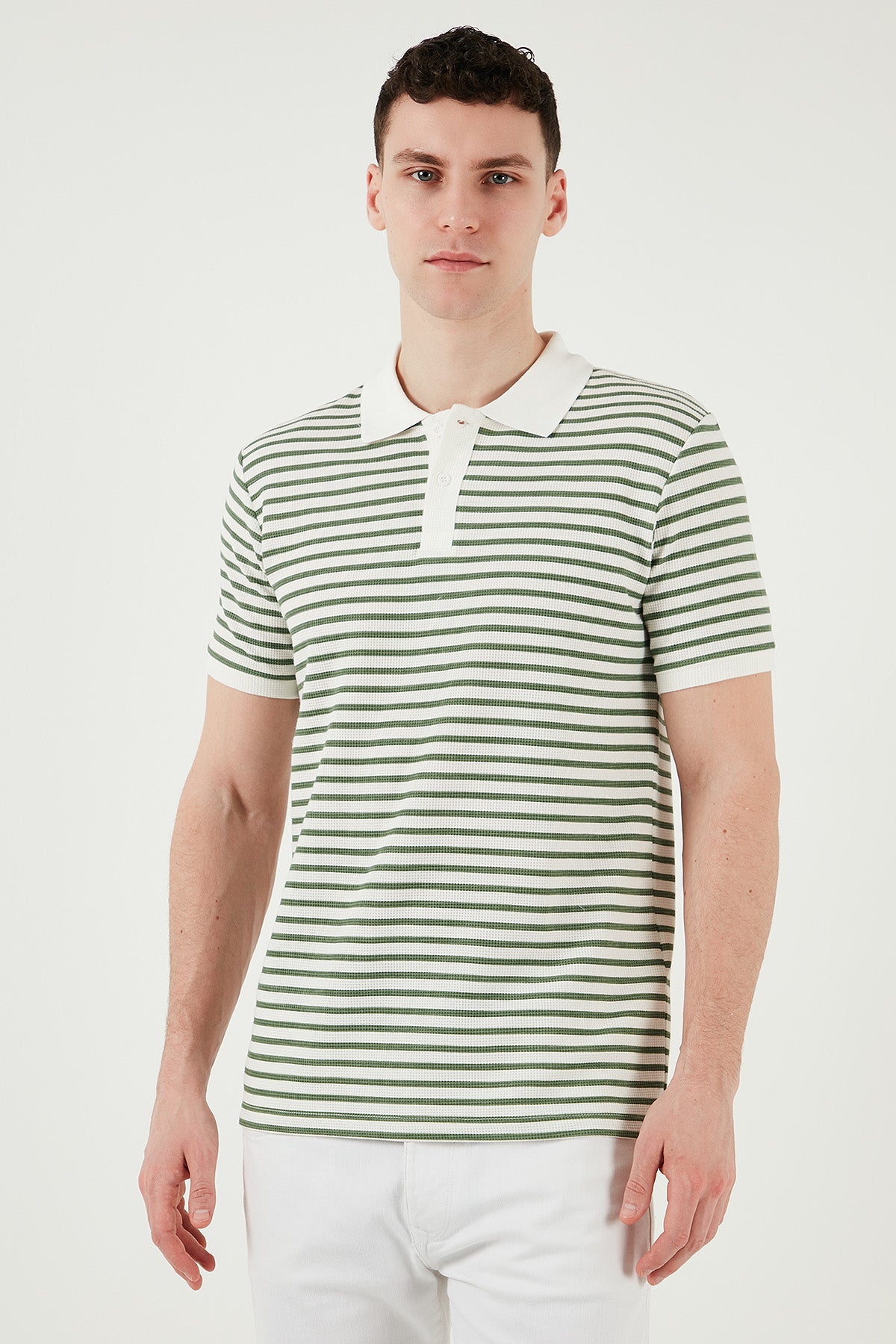 Buratti Pamuklu Regular Fit Çizgili Erkek Polo Yaka T Shirt 5903009 ELMA YEŞİLİ