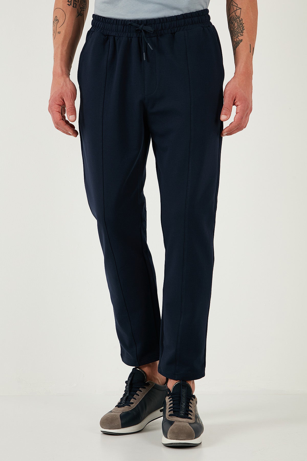 Buratti Pamuklu Regular Fit Yüksek Bel Düz Paça Çimalı Jogger Erkek Pantolon 5908058 LACİVERT