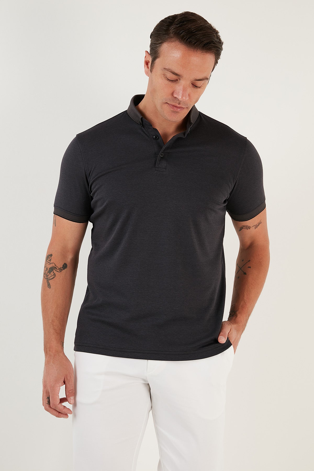 Buratti Pamuklu Slim Fit Erkek Polo Yaka T Shirt 646R1000 SİYAH