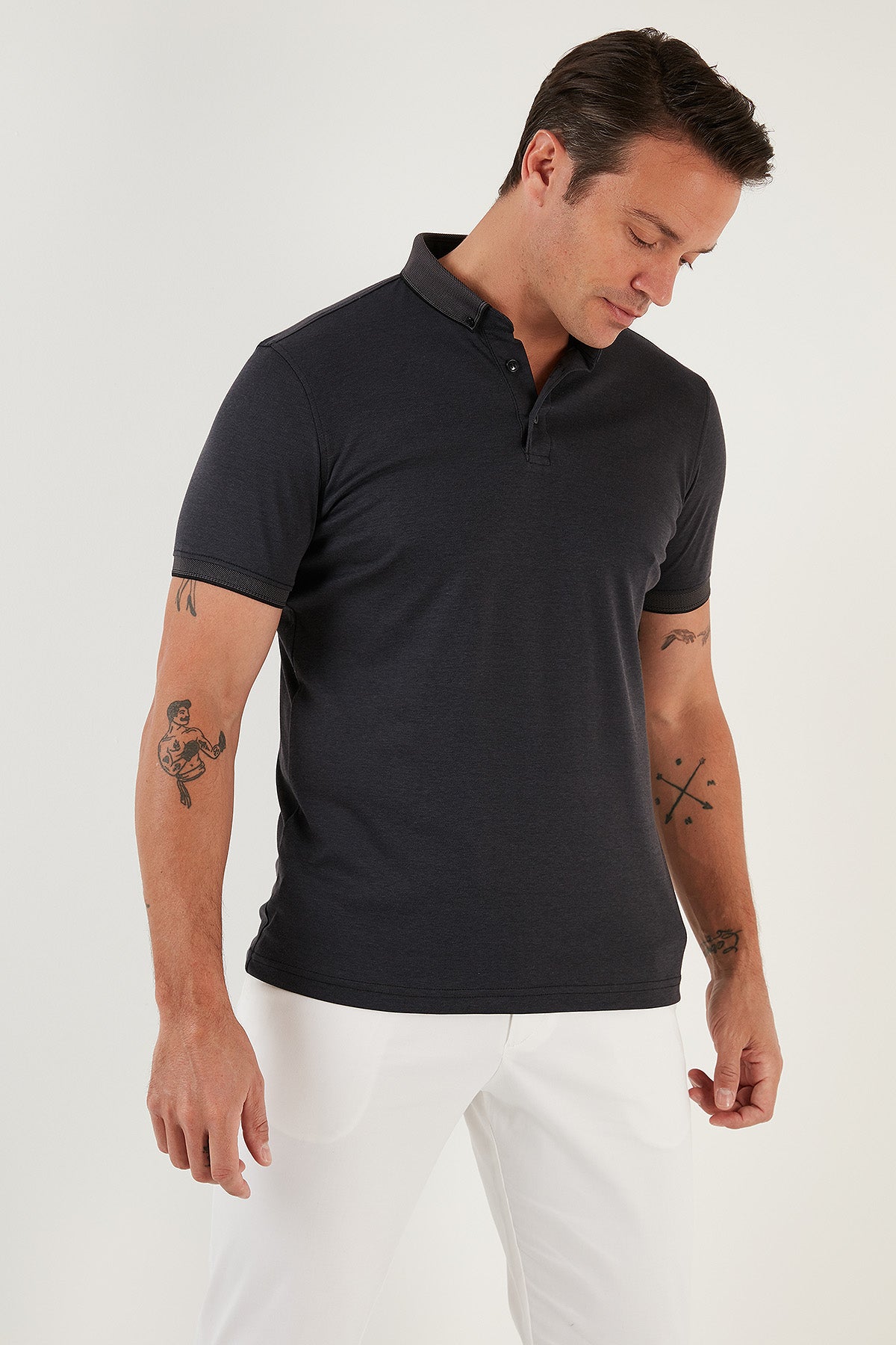 Buratti Pamuklu Slim Fit Erkek Polo Yaka T Shirt 646R1000 SİYAH