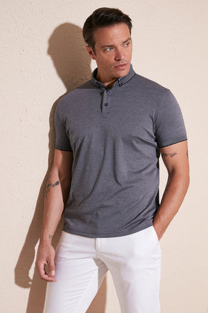 Buratti Pamuklu Slim Fit Erkek Polo Yaka T Shirt 646R1000 LACİVERT-GRİ