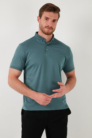 Buratti Pamuklu Slim Fit Erkek Polo Yaka T Shirt 646R1000 Mint-Füme