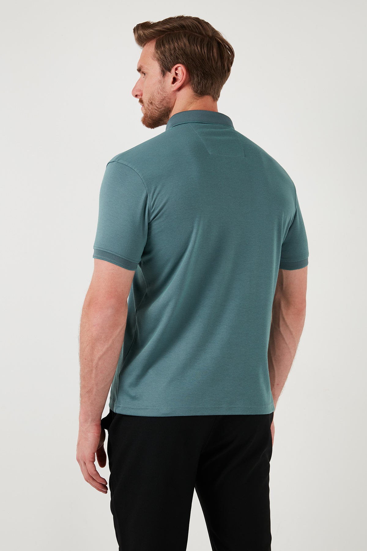 Buratti Pamuklu Slim Fit Erkek Polo Yaka T Shirt 646R1000 Mint-Füme