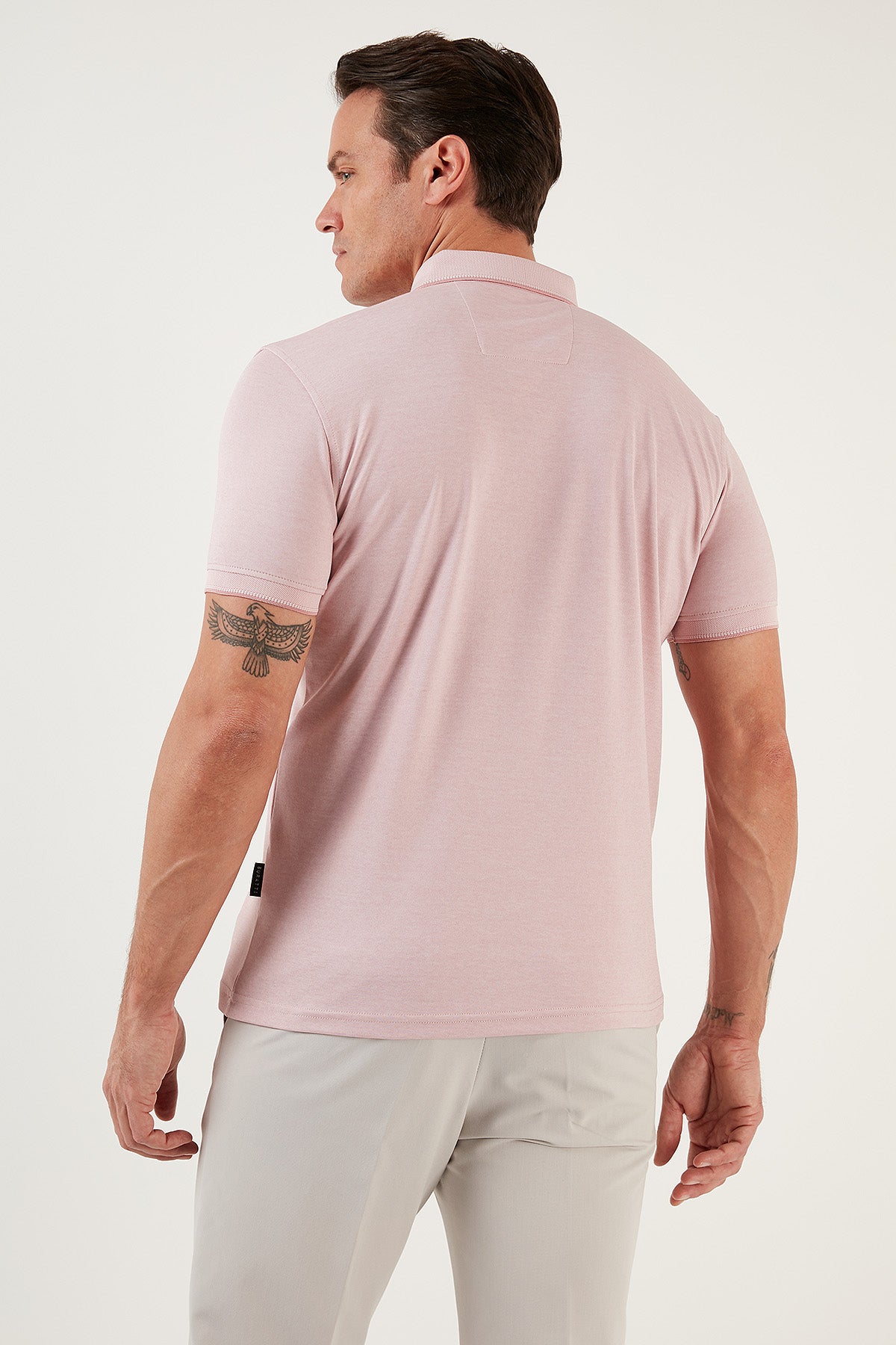 Buratti Pamuklu Slim Fit Erkek Polo Yaka T Shirt 646R1000 Beyaz-Rose