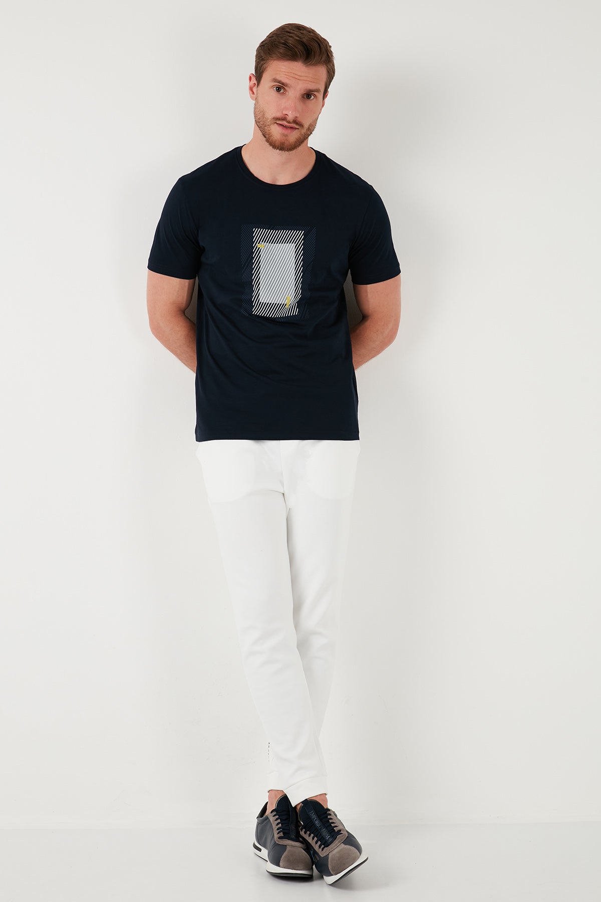 Buratti Pamuklu Slim Fit Bisiklet Yaka Erkek T Shirt 646R7930 LACİVERT