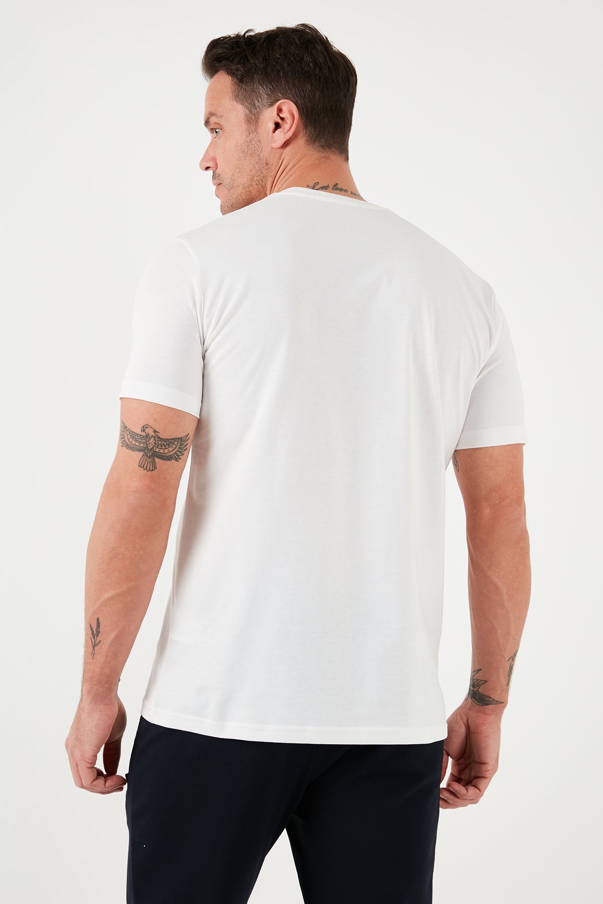 Buratti Baskılı Pamuklu Bisiklet Yaka Slim Fit Erkek T Shirt 646R8040 EKRU