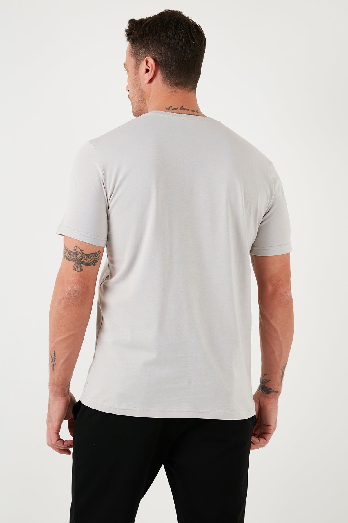 Buratti Baskılı Pamuklu Bisiklet Yaka Slim Fit Erkek T Shirt 646R8080 GRİ