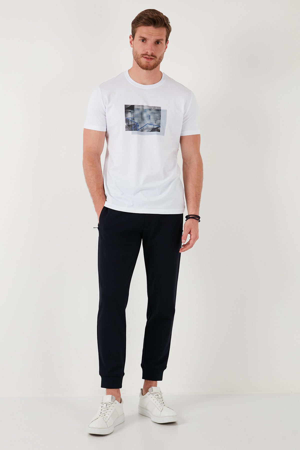 Buratti Pamuklu Slim Fit Bisiklet Yaka Erkek T Shirt 646R8120 BEYAZ