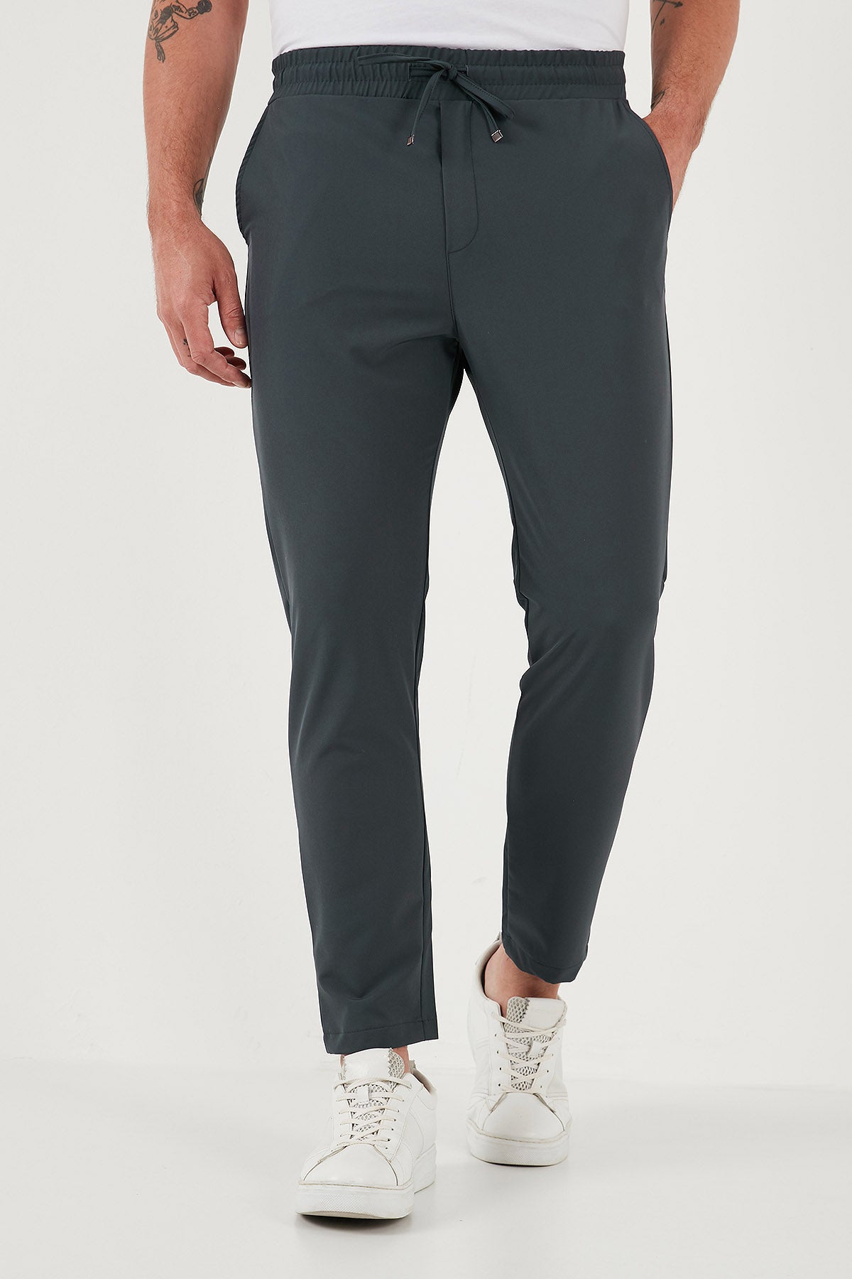 Buratti Streç Regular Fit Normal Bel Düz Paça Jogger Erkek Pantolon CF25617801 YEŞİL
