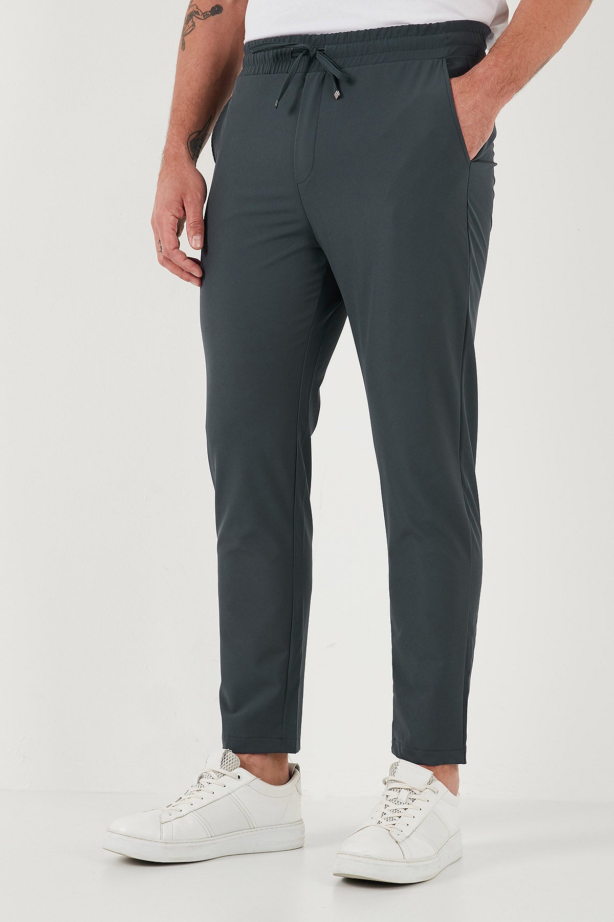 Buratti Streç Regular Fit Normal Bel Düz Paça Jogger Erkek Pantolon CF25617801 YEŞİL