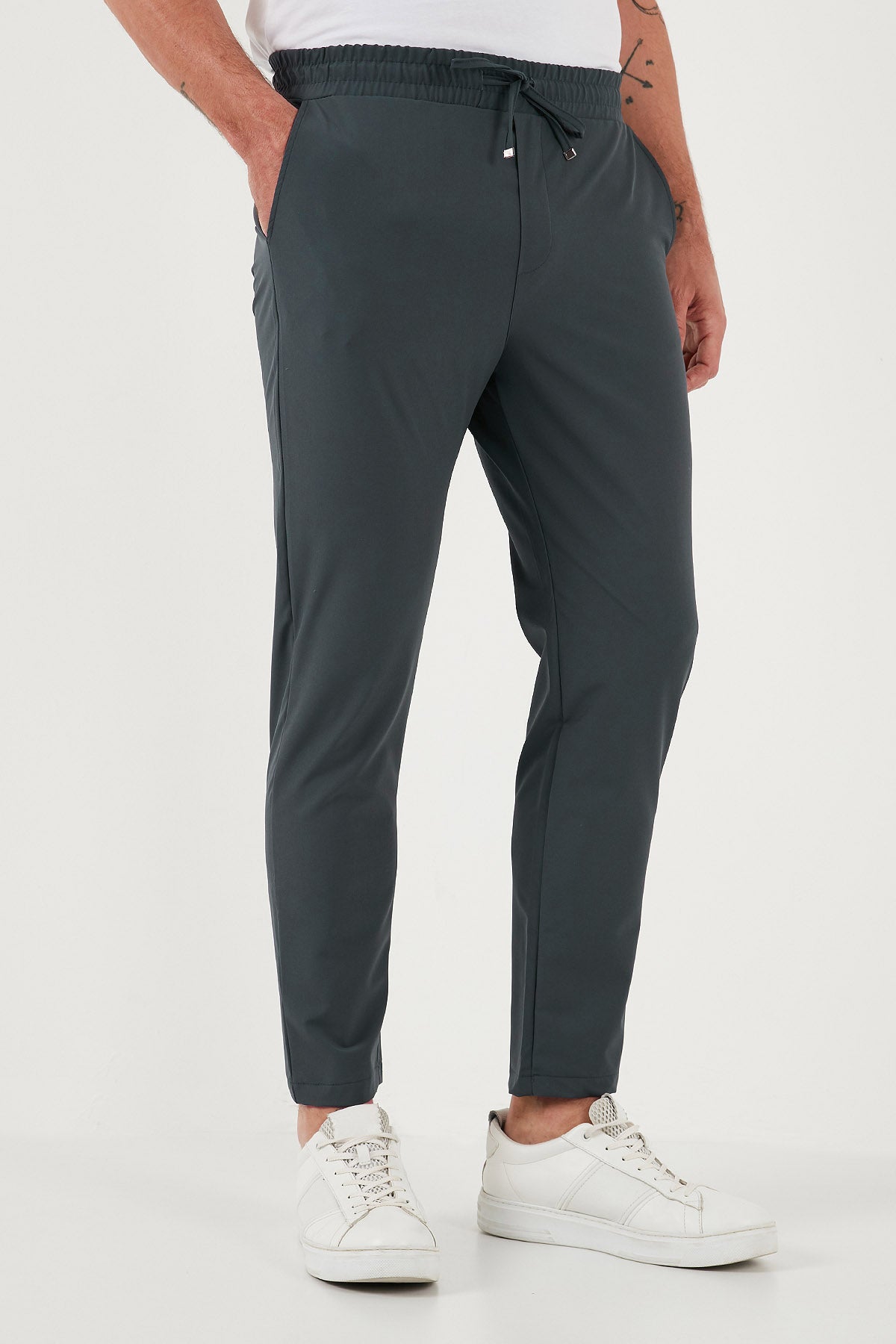 Buratti Streç Regular Fit Normal Bel Düz Paça Jogger Erkek Pantolon CF25617801 YEŞİL
