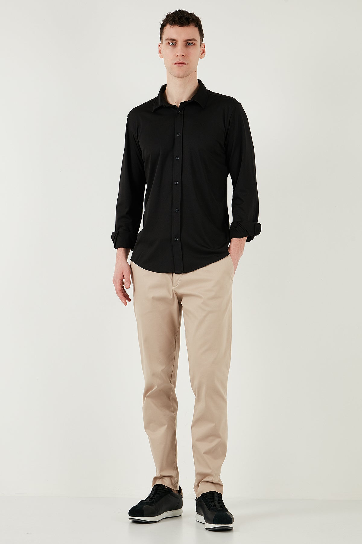 Buratti Pamuklu Regular Fit Düz Yaka Erkek Gömlek CF25S119628 SİYAH