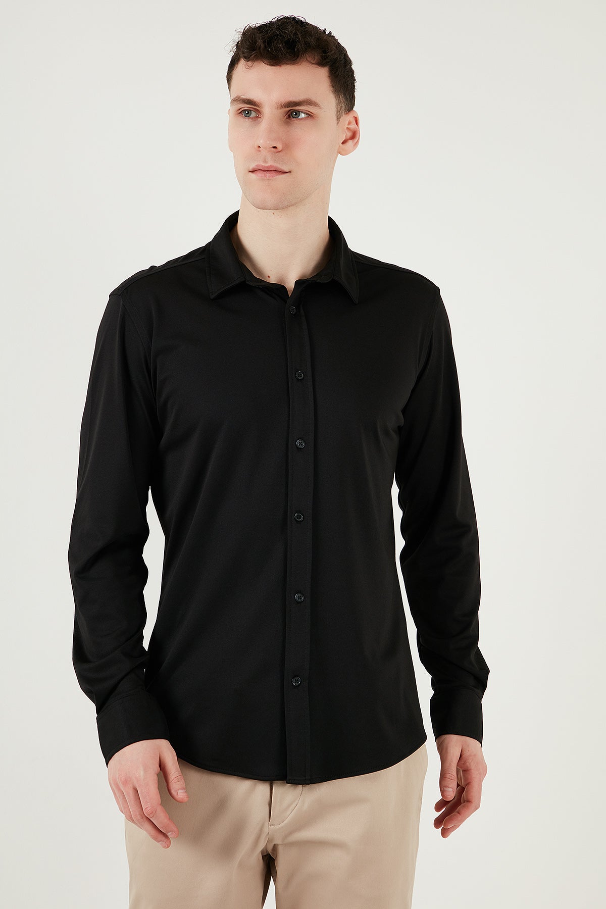 Buratti Pamuklu Regular Fit Düz Yaka Erkek Gömlek CF25S119628 SİYAH