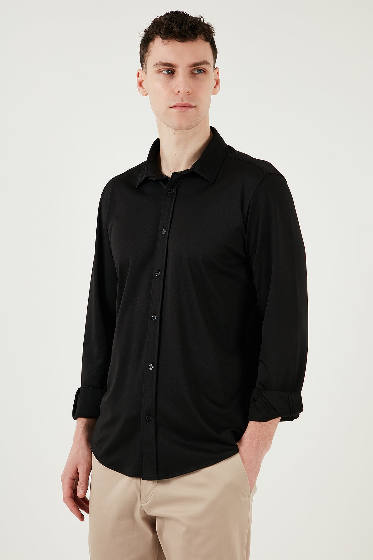 Buratti Pamuklu Regular Fit Düz Yaka Erkek Gömlek CF25S119628 SİYAH