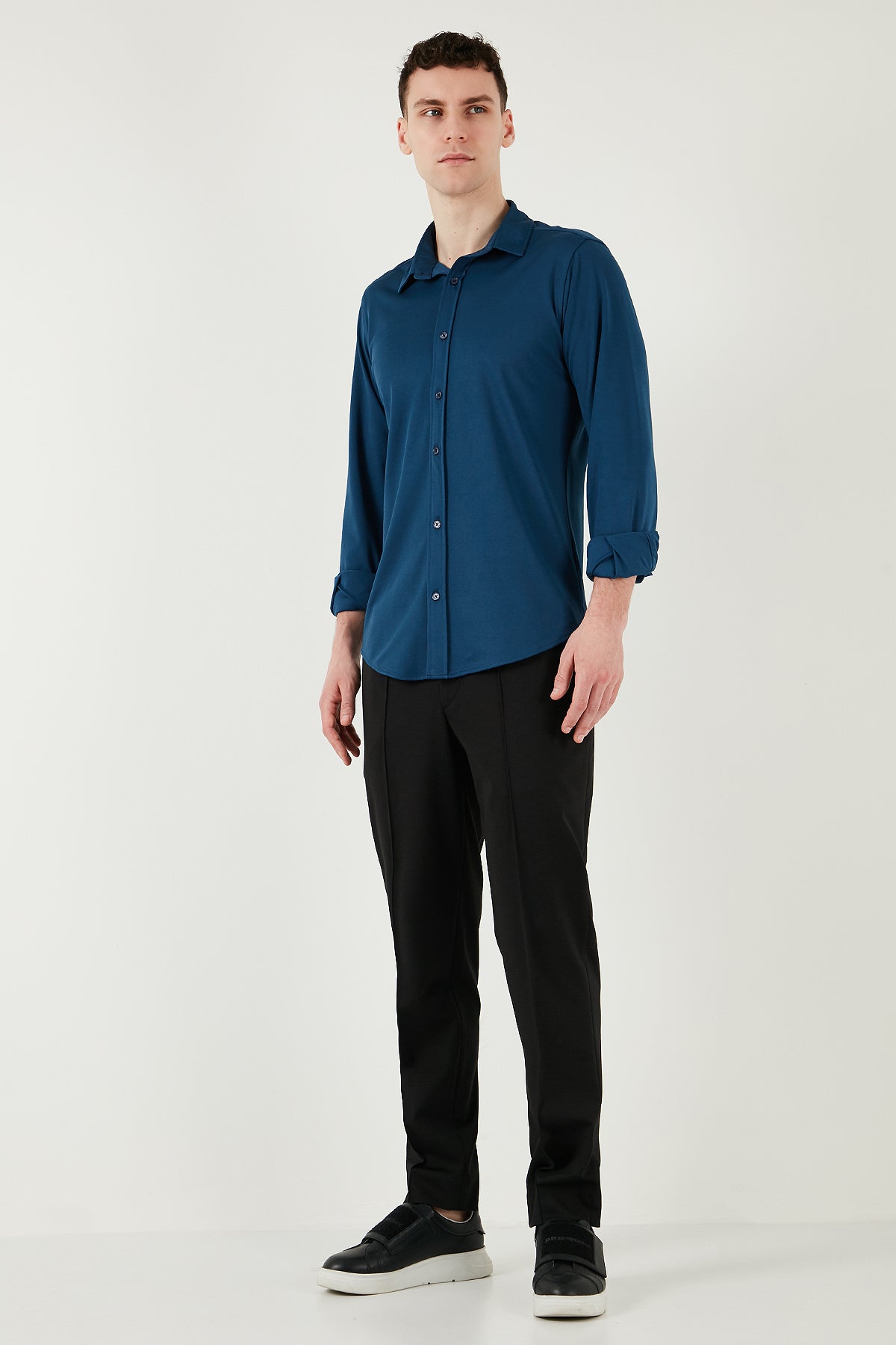 Buratti Pamuklu Regular Fit Düz Yaka Erkek Gömlek CF25S119628 İNDİGO