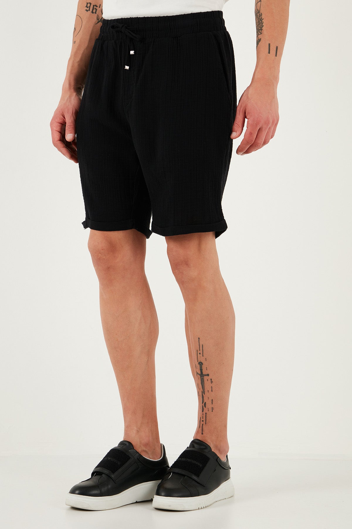 Buratti % 100 Pamuk Regular Fit Normal Bel Müslin Erkek Short CF25S657802 SİYAH