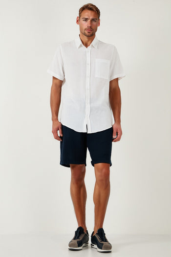 Buratti % 100 Pamuk Regular Fit Normal Bel Müslin Erkek Short CF25S657802 LACİVERT