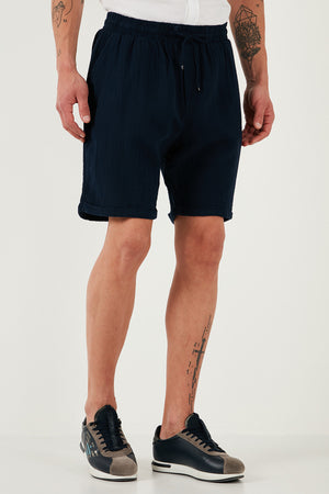 Buratti % 100 Pamuk Regular Fit Normal Bel Müslin Erkek Short CF25S657802 LACİVERT