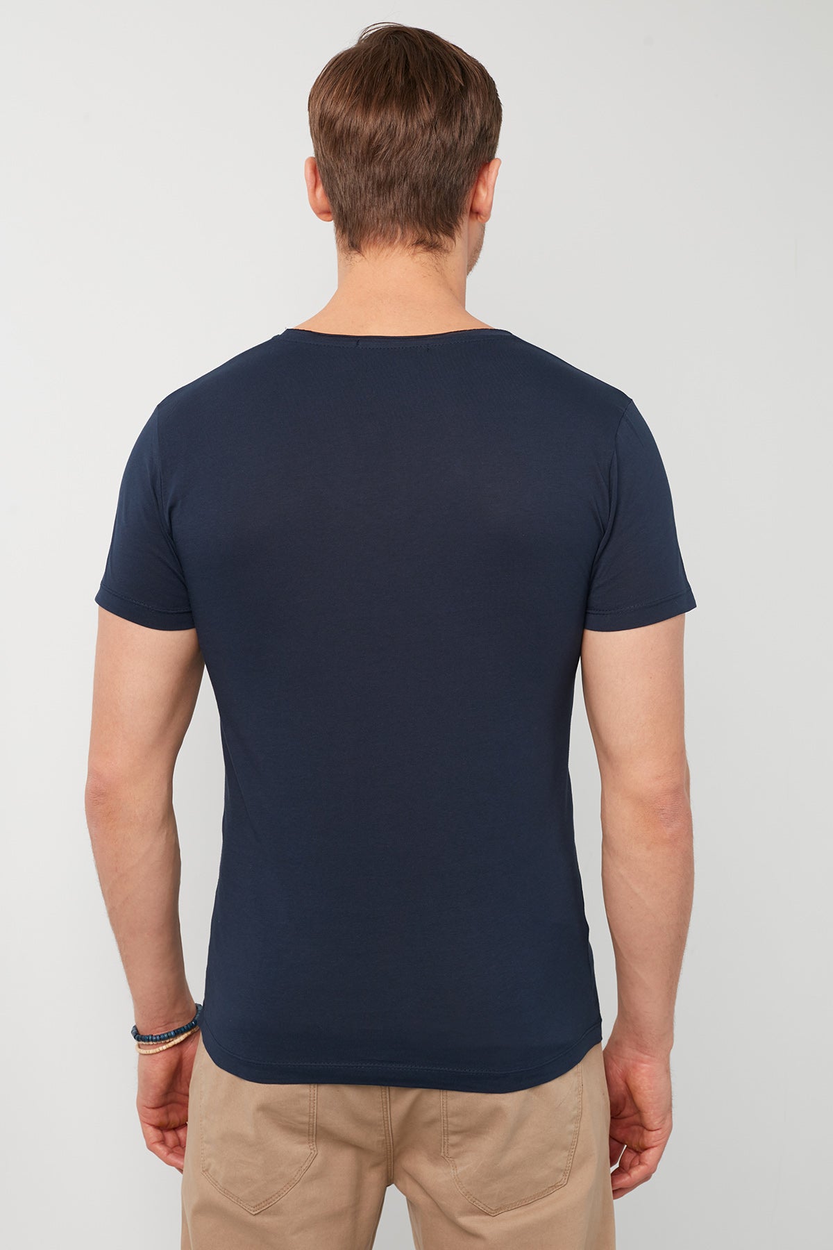 Buratti Pamuklu Slim Fit Bisiklet Yaka Baskılı 3'lü Paket Erkek T Shirt 541S31 Siyah-Beyaz-Lacivert