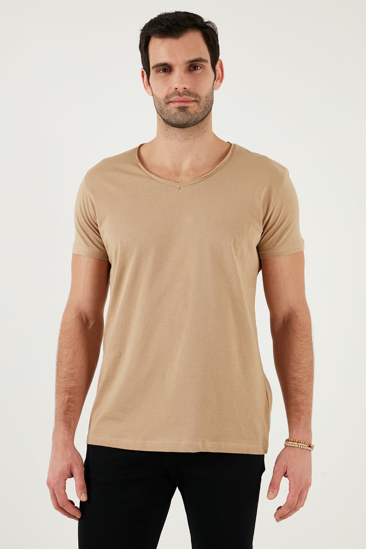 Buratti Pamuklu Slim Fit Bisiklet Yaka Baskılı 3'lü Paket Erkek T Shirt 541S31 Siyah-Beyaz-Vizon