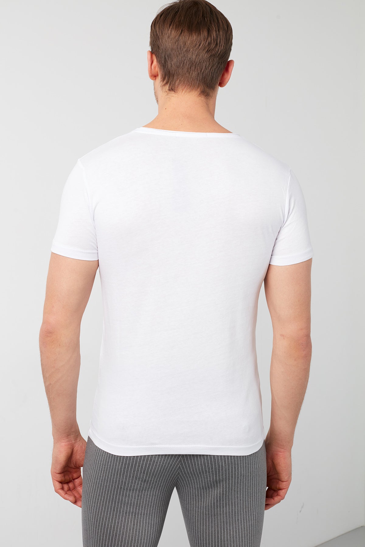 Buratti Pamuklu Slim Fit Bisiklet Yaka Baskılı 3'lü Paket Erkek T Shirt 541S31 Siyah-Beyaz-Vizon
