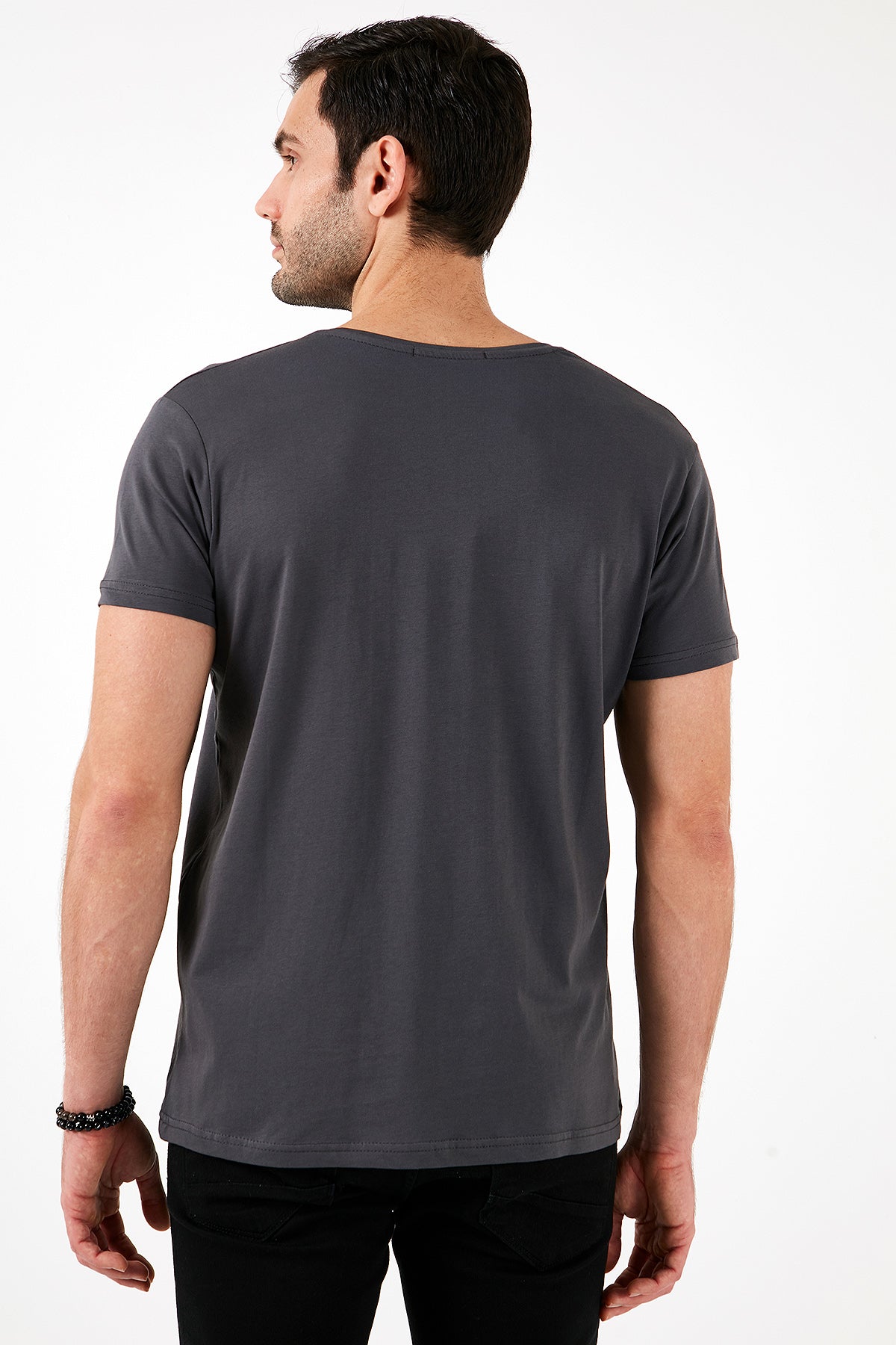 Buratti Pamuklu Slim Fit Bisiklet Yaka Baskılı 3'lü Paket Erkek T Shirt 541S31 Füme-Beyaz-Açık Gri