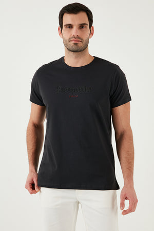Buratti Pamuklu Slim Fit Bisiklet Yaka Baskılı 3'lü Paket Erkek T Shirt 541S31 Beyaz-Parlıament-Koyu Antrasit
