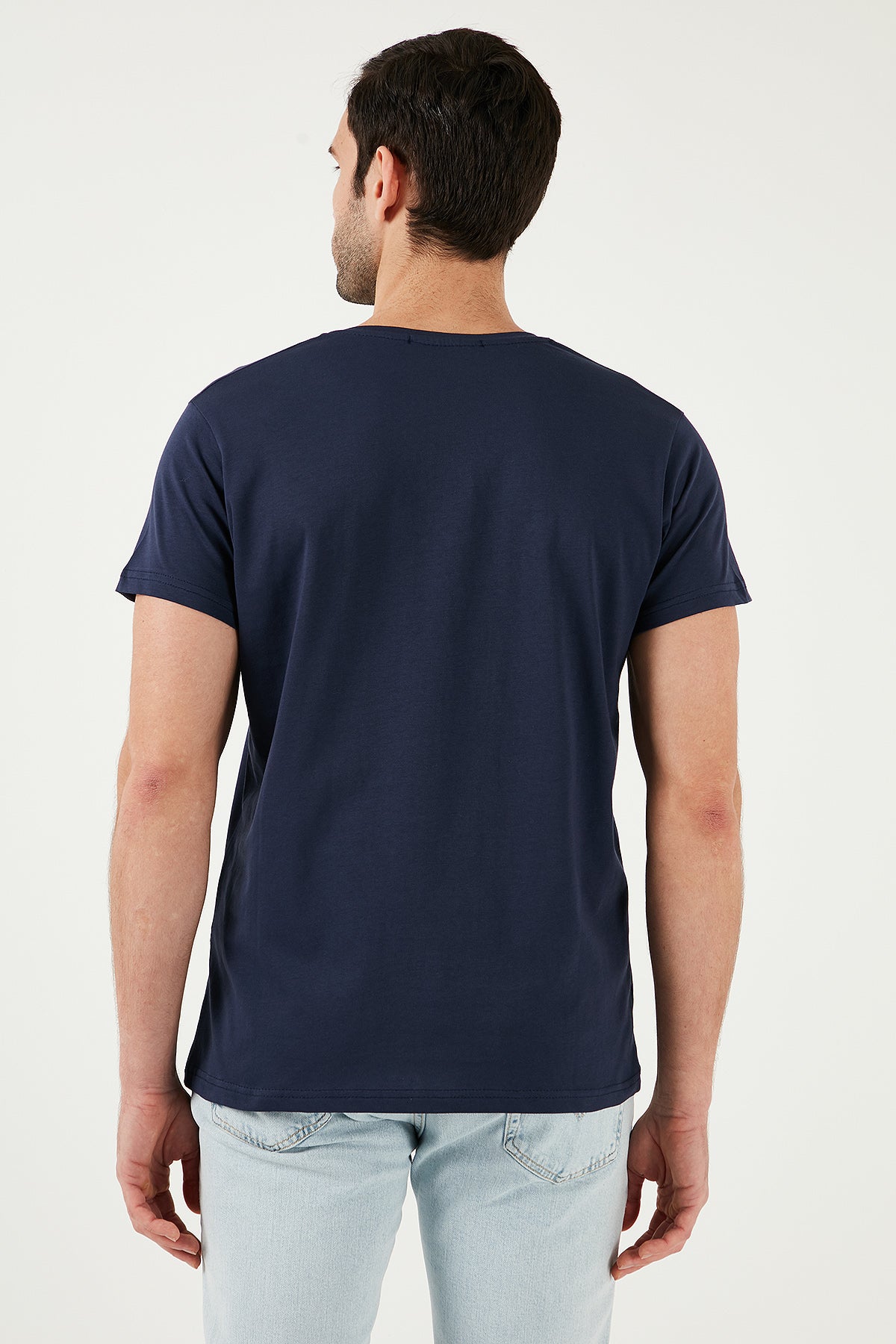 Buratti Pamuklu Slim Fit Bisiklet Yaka Baskılı 3'lü Paket Erkek T Shirt 541S31 Açık Gri-Beyaz-Lacivert