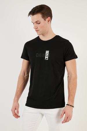 Buratti Pamuklu Slim Fit Bisiklet Yaka Baskılı 3'lü Paket Erkek T Shirt 541S31 Parlıament-Beyaz-Siyah