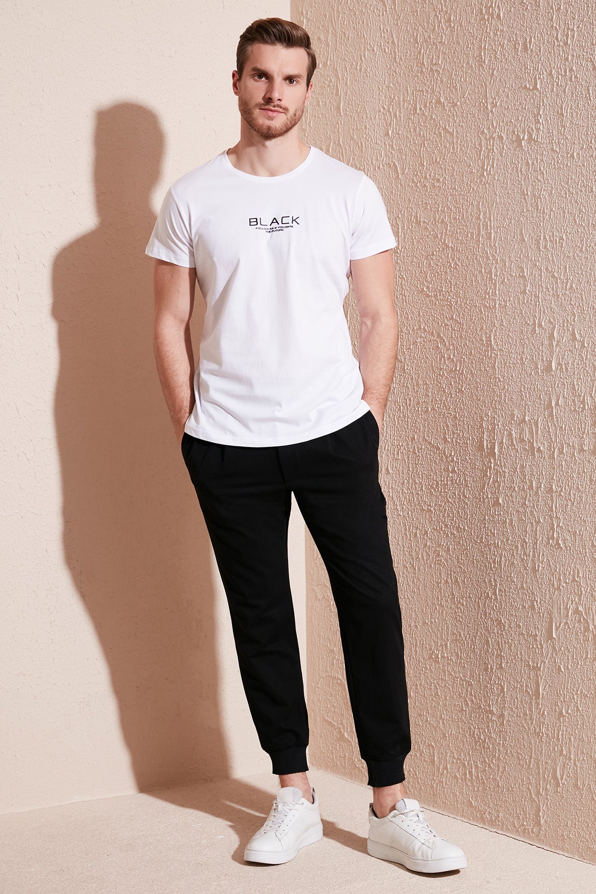 Buratti Pamuklu Slim Fit Bisiklet Yaka Baskılı 3'lü Paket Erkek T Shirt 541S31 Parlıament-Beyaz-Siyah