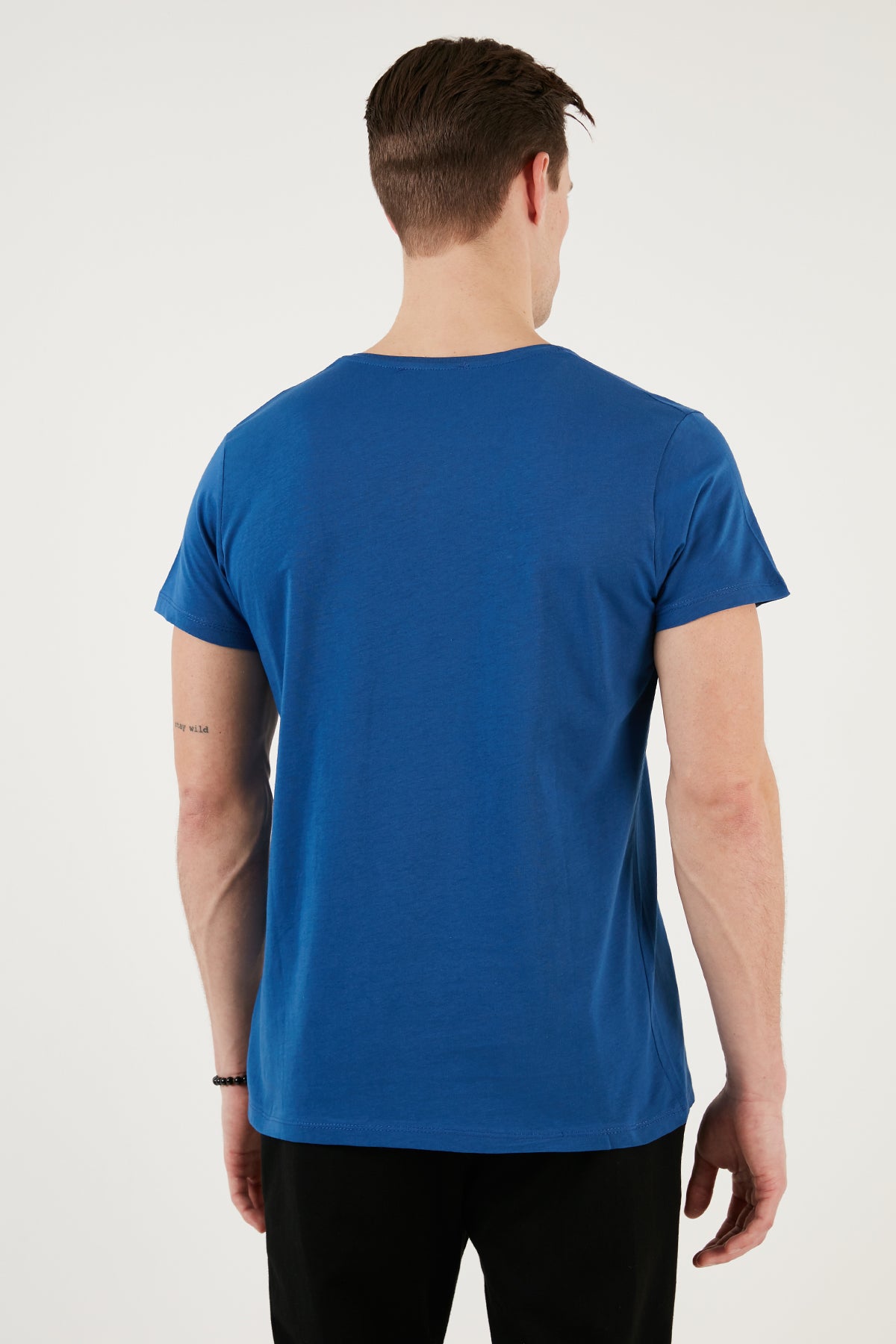Buratti Pamuklu Slim Fit Bisiklet Yaka Baskılı 3'lü Paket Erkek T Shirt 541S31 Parlıament-Beyaz-Siyah