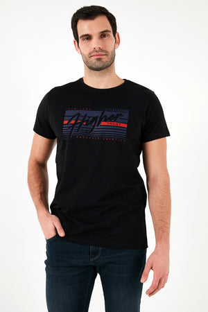 Buratti Pamuklu Slim Fit Bisiklet Yaka Baskılı 3'lü Paket Erkek T Shirt 541S31 Beyaz-Siyah-Lacivert