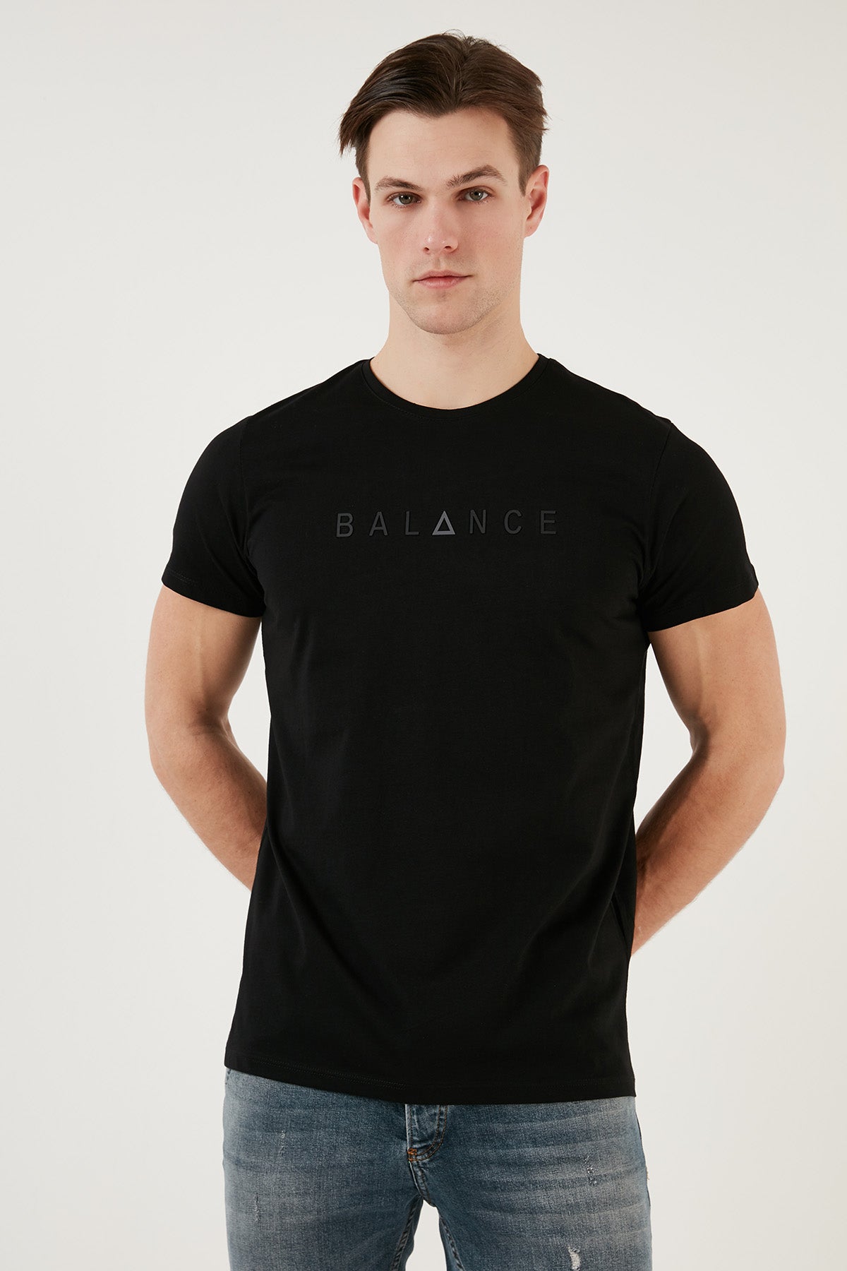 Buratti Pamuklu Slim Fit Bisiklet Yaka Baskılı 3'lü Paket Erkek T Shirt 541S31 Siyah-Beyaz-Beyaz