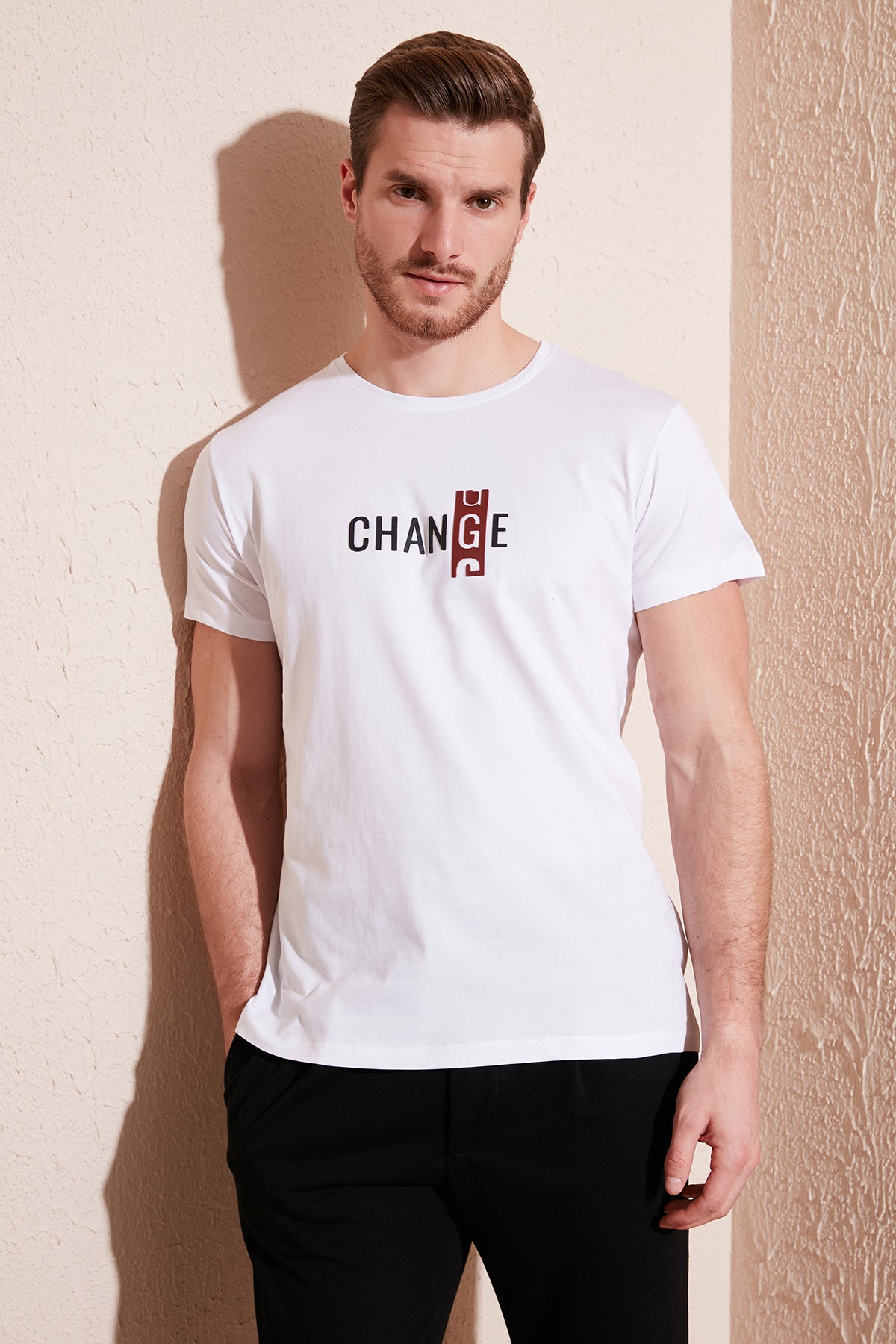 Buratti Pamuklu Slim Fit Bisiklet Yaka Baskılı 3'lü Paket Erkek T Shirt 541S31 Siyah-Beyaz-Beyaz