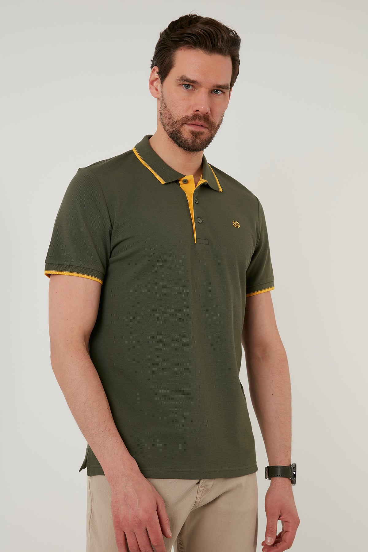 Buratti Pamuklu Regular Fit Düğmeli Polo Yaka 4'lü Paket T Shirt Erkek Polo Yaka T Shirt 590211827S4 Siyah-Hakisarı-Taş-Gri Melanj