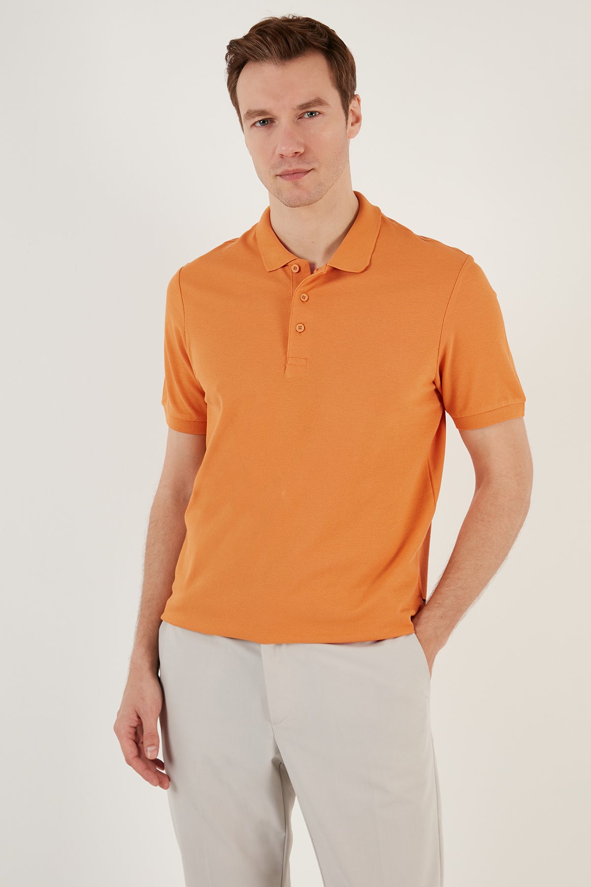 Buratti Pamuklu Regular Fit Düğmeli Polo Yaka 4'lü Paket T Shirt Erkek Polo Yaka T Shirt 590211827S4 Hardal-Saks-Beyaz-Vizon