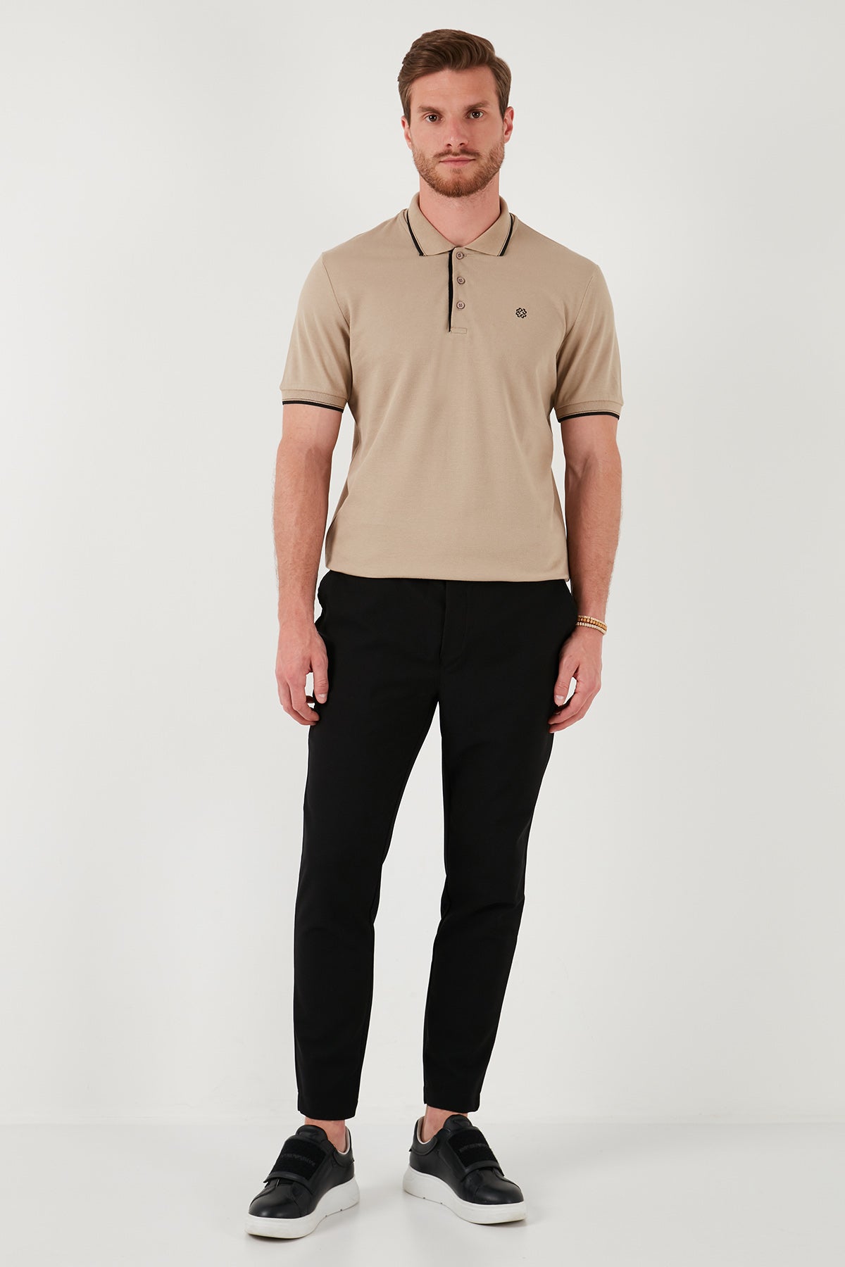 Buratti Pamuklu Regular Fit Düğmeli Polo Yaka 4'lü Paket T Shirt Erkek Polo Yaka T Shirt 590211827S4 Hardal-Saks-Beyaz-Vizon